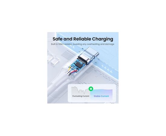  Кабель UGREEN US287 60122 USB-A 2.0 to USB-C Cable Nickel Plating 1.5m White 