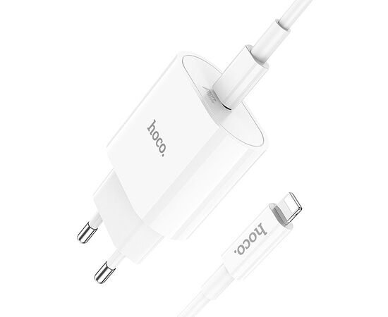  СЗУ HOCO C94A Metro, 1USB, PD20W, Type-C + lightning (белый) 