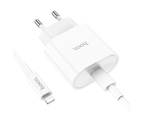  СЗУ HOCO C94A Metro, 1USB, PD20W, Type-C + lightning (белый) 