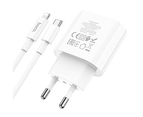  СЗУ HOCO C94A Metro, 1USB, PD20W, Type-C + lightning (белый) 
