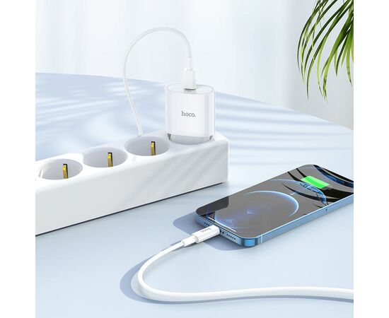  СЗУ HOCO C94A Metro, 1USB, PD20W, Type-C + lightning (белый) 