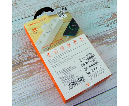  СЗУ HOCO C94A Metro, 1USB, PD20W, Type-C + Type-C (белый) 