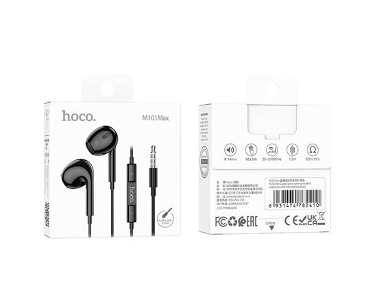  Проводные наушники с микрофоном вкладыши Hoco M101 Max Crystal Jack 3,5  (black) (235087) 