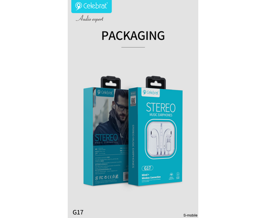  Наушники Celebrat G17 Stereo Music Earphones, белый 