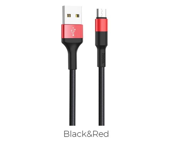  HOCO X26/ USB кабель Micro/ 1m/ 2A/ Нейлон/ Black＆Red 