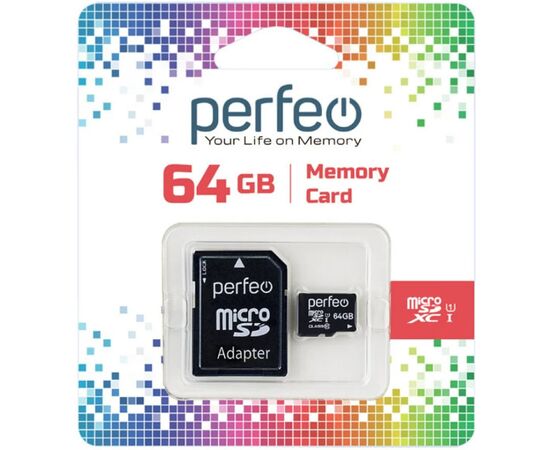  Карта памяти Perfeo microSDXC 64GB High-Capacity (Class 10) UHS-1 