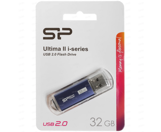  USB-флешка Silicon Power SP032GBUF2M01V1B 32Gb Ultima II, USB 2.0, Синий 
