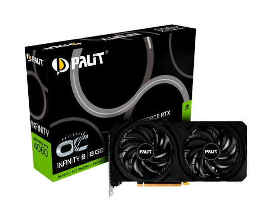  Видеокарта Palit RTX4060 Infinity 2 OC 8Gb (NE64060S19P1-1070L) GDDR6 128bit 3xDP HDMI 2Fan 