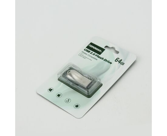  Flash Drive 64G TOPOMAX Premium TP-002 2.0, скорость чтения 15 МБ/с, записи 6 МБ/с, (металл) 