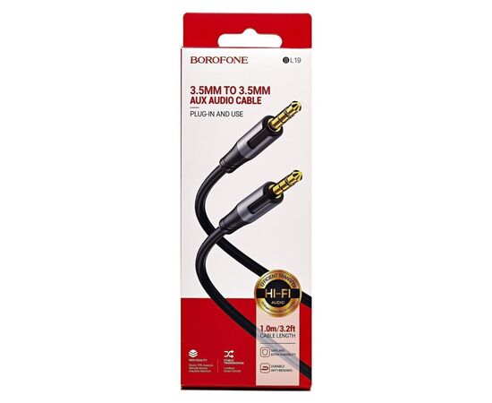 Кабель AUX (папа-папа) Borofone BL19 Creator 100см   (black) (225495) 