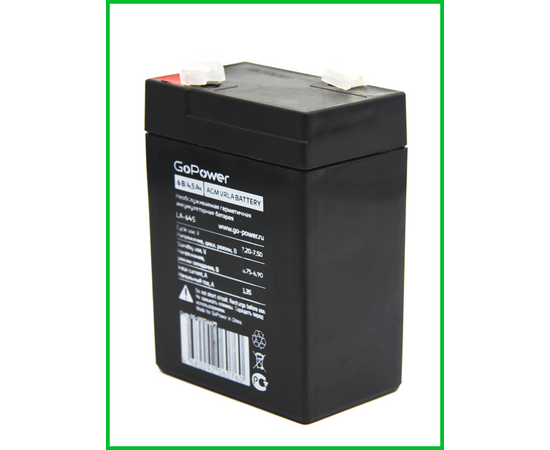  Аккумулятор свинцово-кислотный GoPower LA-645 6V 4.5Ah (1/20) 