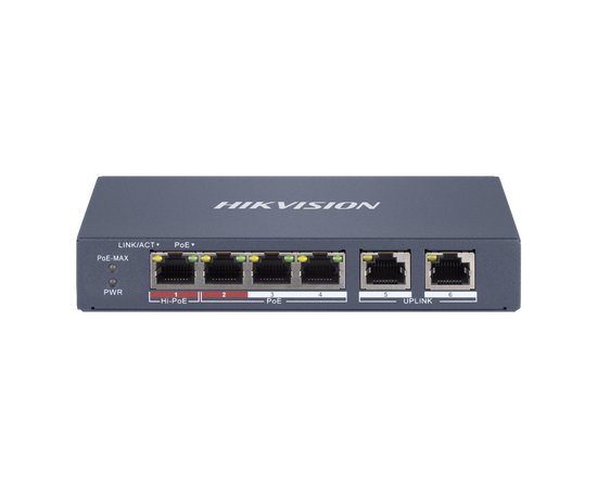  Коммутатор управляемый Hikvision DS-3E1106HP-EI 4x100Мбит/с 
