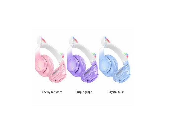  Беспроводные наушники HOCO W42 Cat ears BT headphones crystal blue 