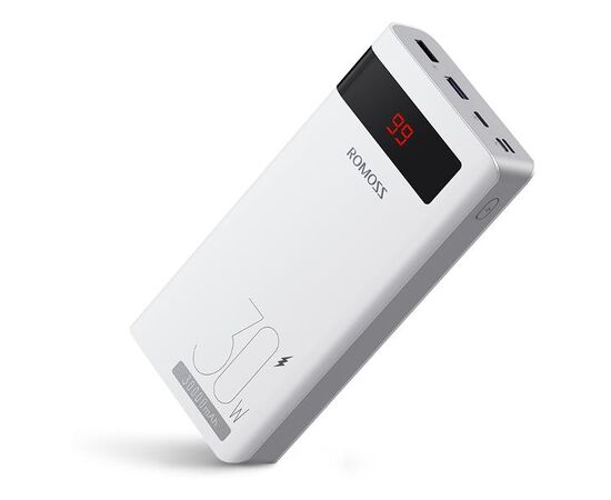  Мобильный аккумулятор Romoss Sense 8PS Pro 30000mAh 3A QC 4xUSB беспров.зар. белый 