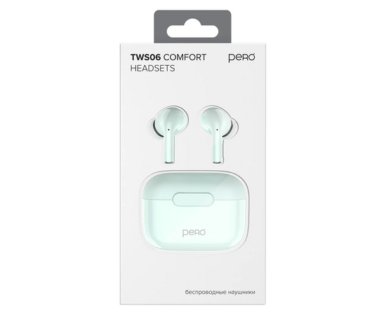  Наушники беспроводные PERO TWS06 Comfort (PTWS06LG) Light green 