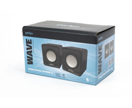  Колонки Perfeo"WAVE" 2.0, мощность 2х3Вт (RMS),  цвет чёрный, USB 