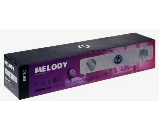  Компьютерная колонка-саундбар Perfeo  "MELODY", мощность 6 Вт, USB, пластик, белый 