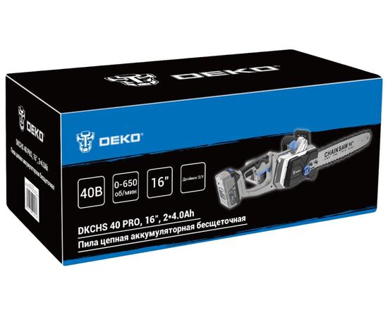  Пила цепная DEKO DKCHS 40 Pro (083-2002) 2x4.0Ач, двойное з/у 