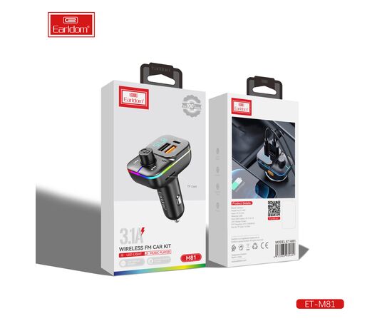  ФМ модулятор (2USB выхода + USB-C, microSD, Bluetooth) Earldom ET-M81 