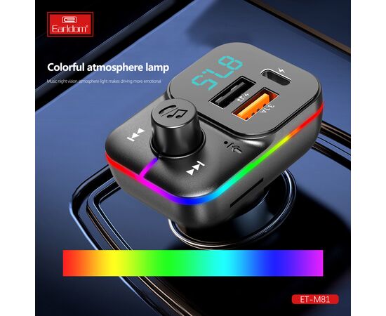  ФМ модулятор (2USB выхода + USB-C, microSD, Bluetooth) Earldom ET-M81 