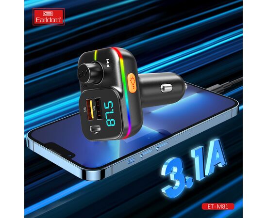  ФМ модулятор (2USB выхода + USB-C, microSD, Bluetooth) Earldom ET-M81 