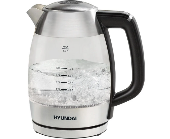  Электрочайник Hyundai HYK-G9408 черный и серебристый 