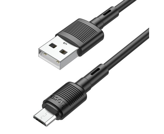  Кабель USB - микро USB HOCO X83 Victory, 1.0м, круглый, 2.4A, силикон, цвет: чёрный (1/33/330) 