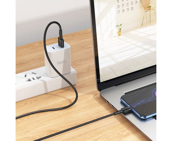  Кабель USB - микро USB HOCO X83 Victory, 1.0м, круглый, 2.4A, силикон, цвет: чёрный (1/33/330) 