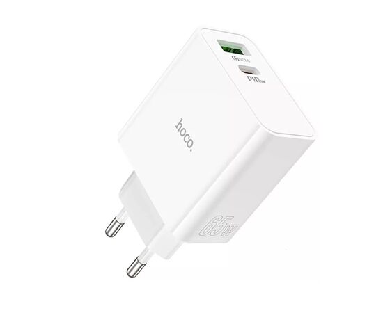  Блок питания сетевой 1 USB, 1 Type-C HOCO C113A, Awesome, 65Вт, QC3.0, PD, цвет: белый 