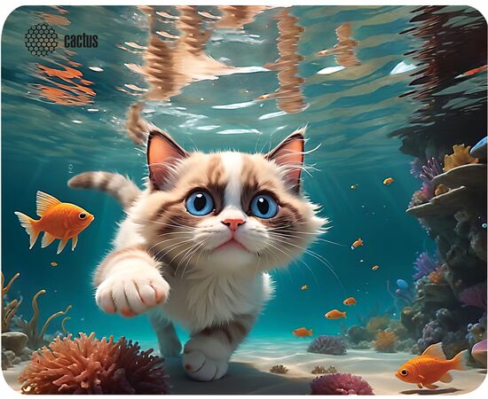  Коврик для мыши Cactus CS-MPC-D15M Fish Cat 300x250x3мм 