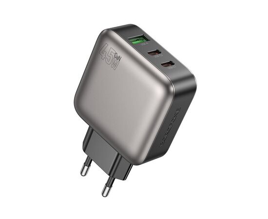  Сетевой адаптер BOROFONE BAS56A Absolute PD45W(2C1A) charger(EU) Black 
