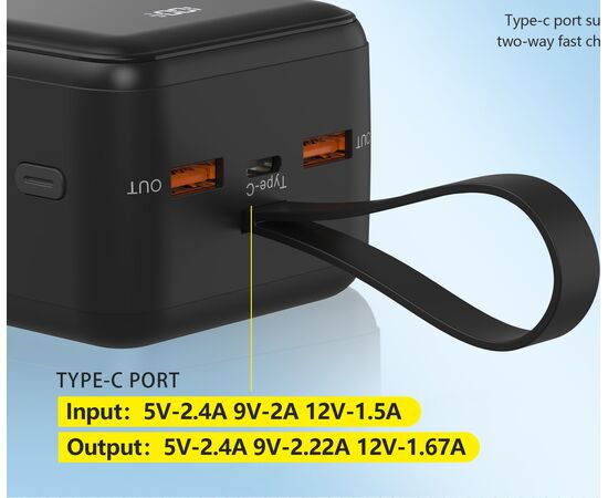  Внешний аккумулятор Foneng P64 40000mAh 22.5W USB*2 (Black) 
