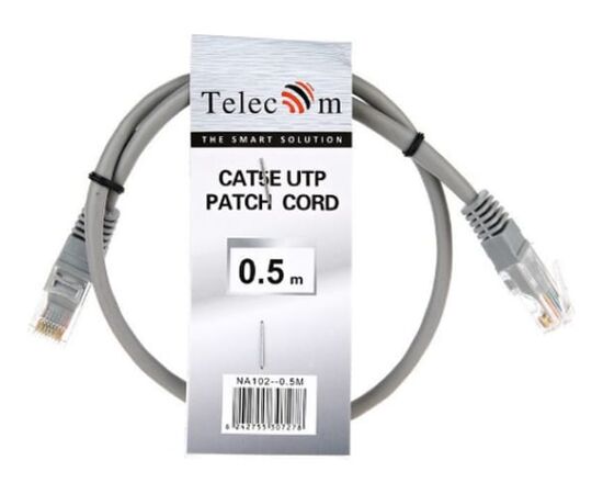  Патчкорд Telecom NA102--0.5M литой UTP кат.5е 0,5м серый 