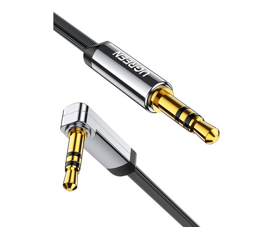  Кабель UGREEN AV119 10598 3.5mm Male to 3.5mm Male Straight to angle flat Cable 1.5m Black 