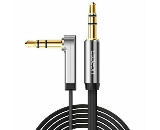  Кабель UGREEN AV119 10598 3.5mm Male to 3.5mm Male Straight to angle flat Cable 1.5m Black 