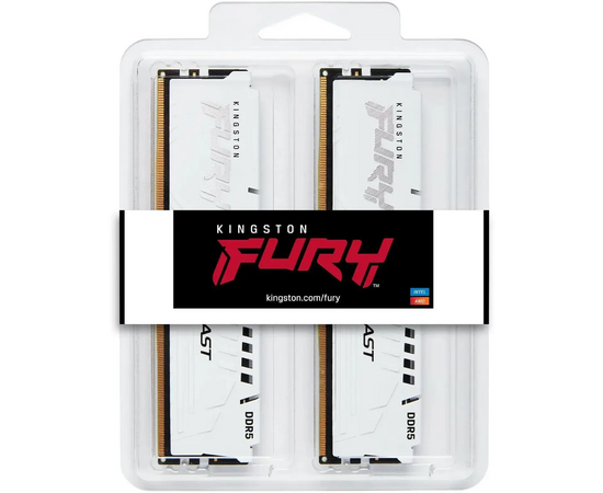 ОЗУ Kingston Fury Beast KF560C30BWK2-64 DDR5 - 2x 32ГБ 6000МГц, DIMM, White, Ret 