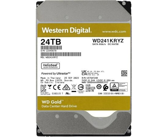  HDD Western Digital WD241KRYZ Gold 3.5" 24TB SATA3, Cache 298MB, 7200 rpm 