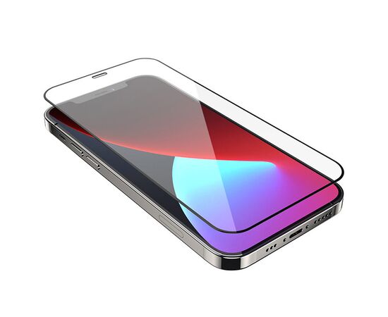  Защитное стекло HOCO A12 для iPhone 12 Mini 5.4", Full Glue 3D, 0.3mm, Test1, прозрачный+черная рамка 