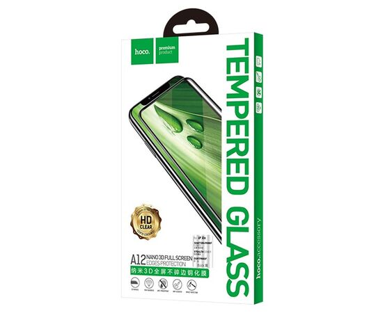  Защитное стекло HOCO A12 для iPhone XS Max/11 Pro Max, Full Glue 3D, прозрачный+черная рамка 