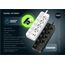  Amper сетевой удлинитель, 4,0 м, 4 розетки, 3*0,75мм, 10А, 2500 Вт, 2usb, 1Type-C, 4кн, черный. 